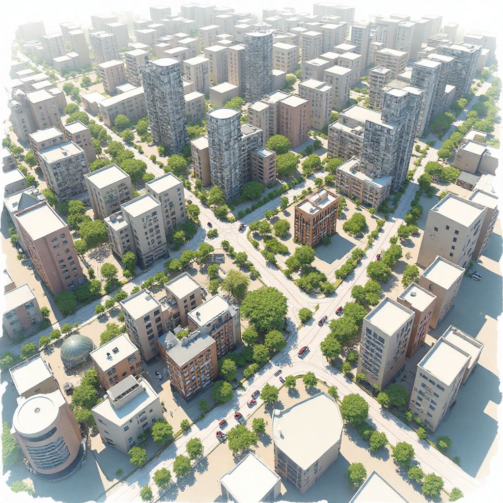 Concept art of urban district design