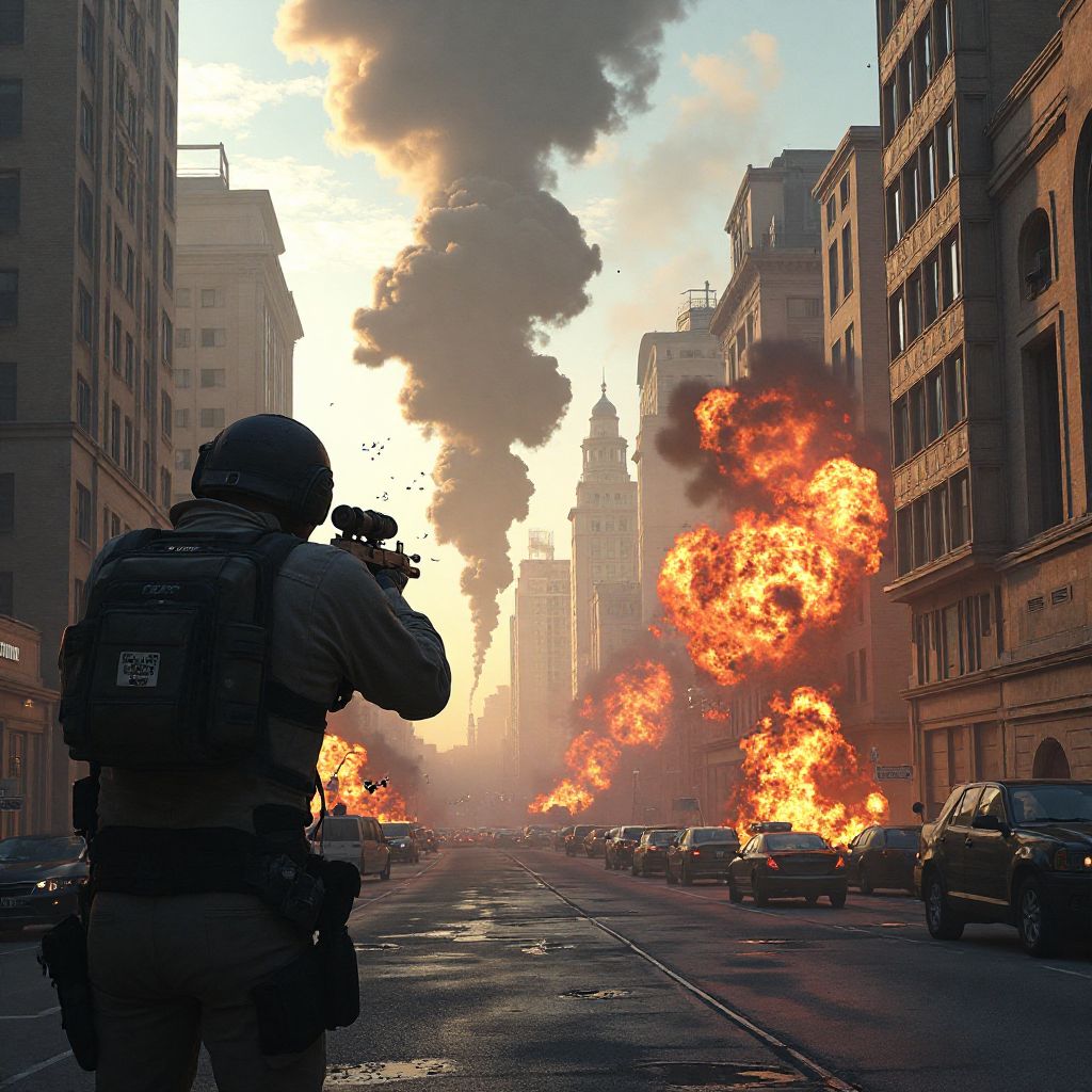 Screenshot of urban combat scene